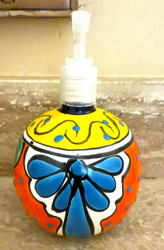 talavera soap dispenser - round 