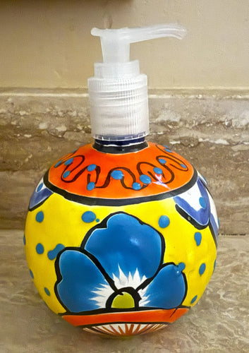 Decorative Talavera Soap Dispenser - Round