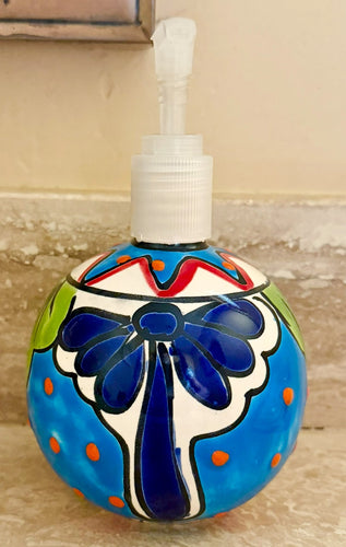 Decorative Talavera Soap Dispenser - Round Style