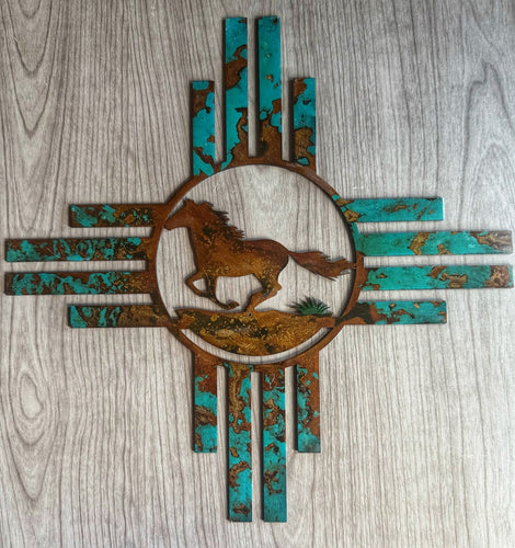 New Mexico Zia with Wild Horse Wall Art