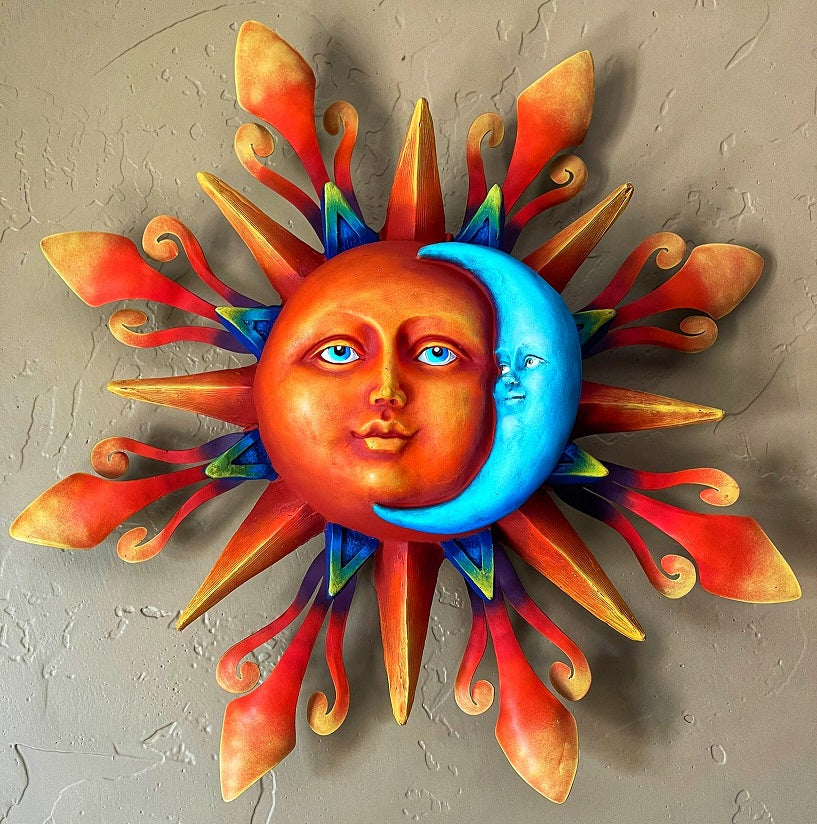 sun with smiling moon wall decor