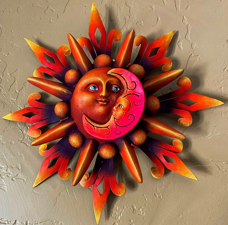 sun with decorative moon wall decor